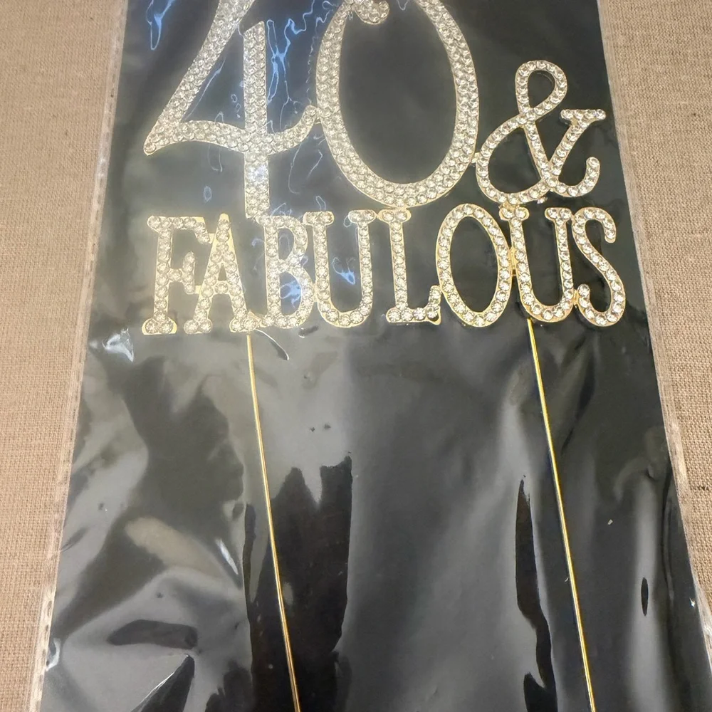 Large Gold Blinged out 40 & Fabulous Cake Topper
